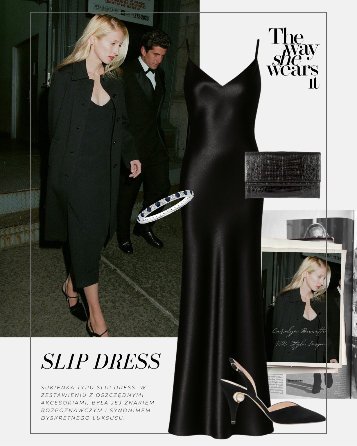 stylizacja-inspirowana-stylem-Carolyn-Bessette-Kennedy-slip-dress